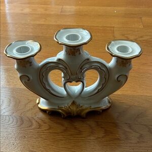 Weimar Porcelain Made in Germany Kobalt / Cobalt Gold White Candle Holder New